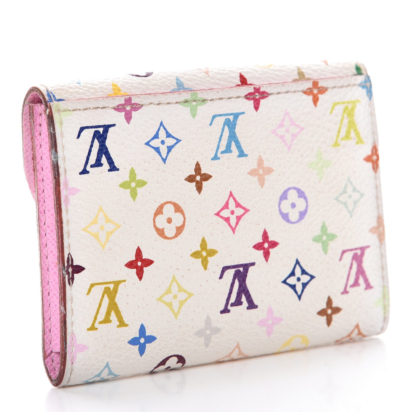 Monogram Multicolor Business Card Holder White Litchi