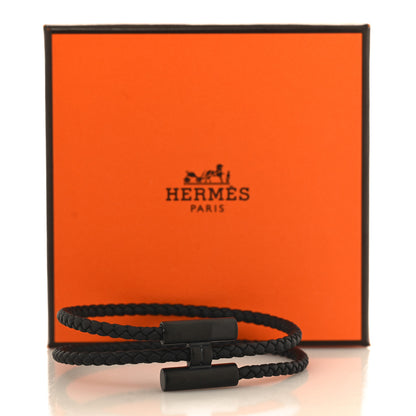 Hermes Swift Double Wrap Cord Tournis Tresse Bracelet T6 Black 5 of 5