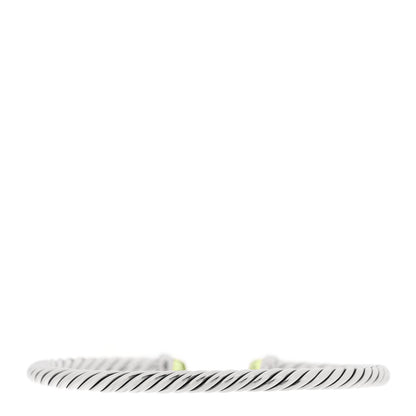 David Yurman Sterling Silver Diamond Peridot 4mm Cable Flex Bracelet 2 of 4