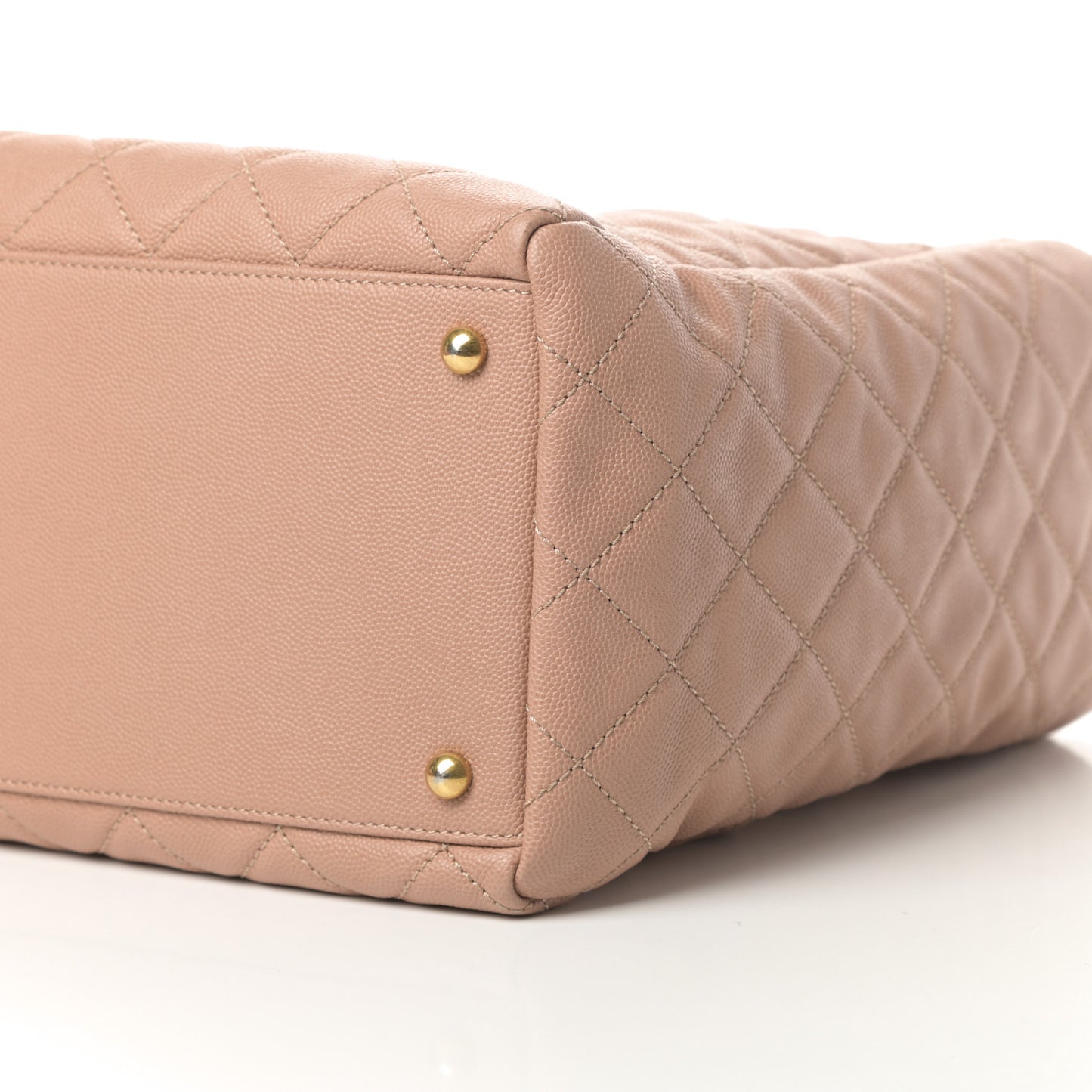 Caviar Quilted Large Coco Handle Shopping Tote Beige