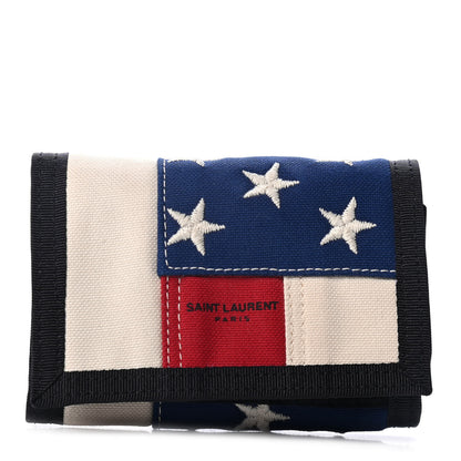 Saint Laurent Canvas American Flag Print Buffalo Compact Wallet 1 of 4