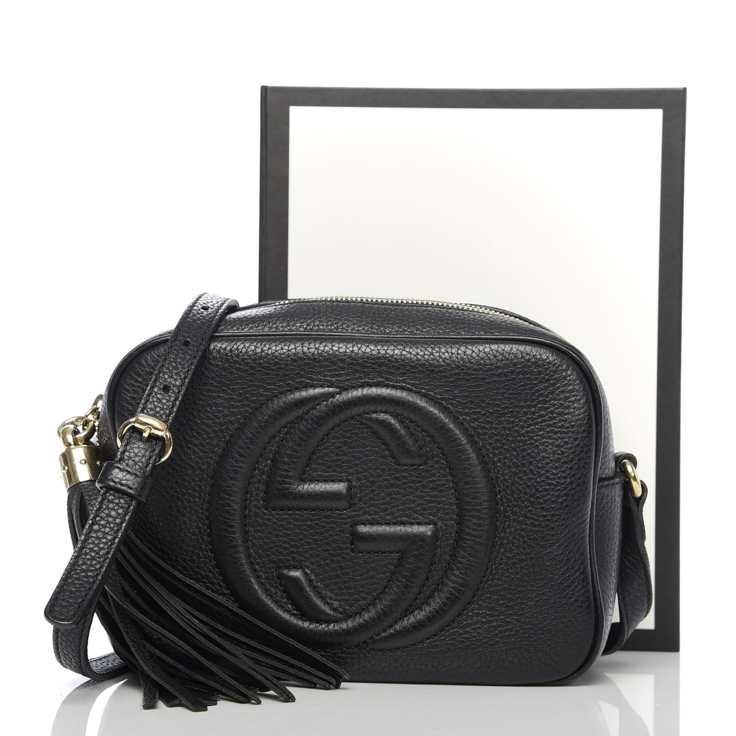 Pebbled Calfskin Small Soho Disco Bag Black