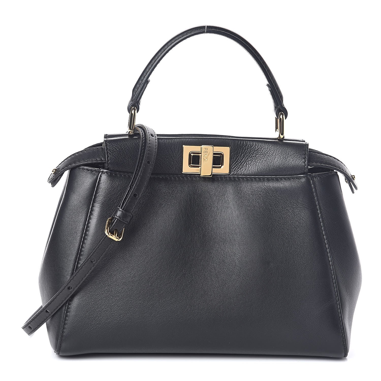 Fendi Nappa Mini Peekaboo Iconic Satchel Black 1 of 10
