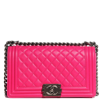 Chanel Lambskin Quilted Medium Boy Flap Fuchsia 1 of 8