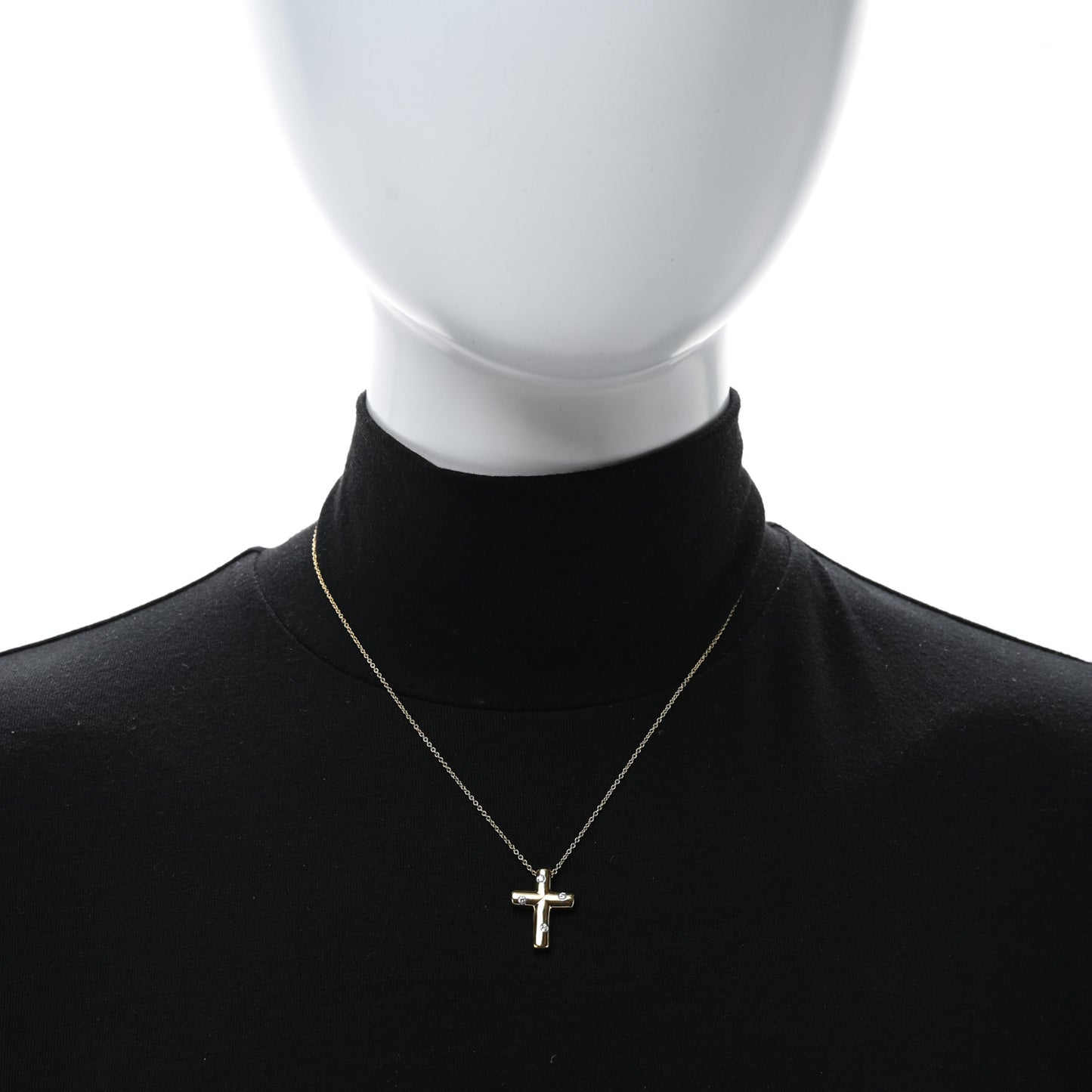 18K Yellow Gold Diamond Etoile Cross Pendant Necklace