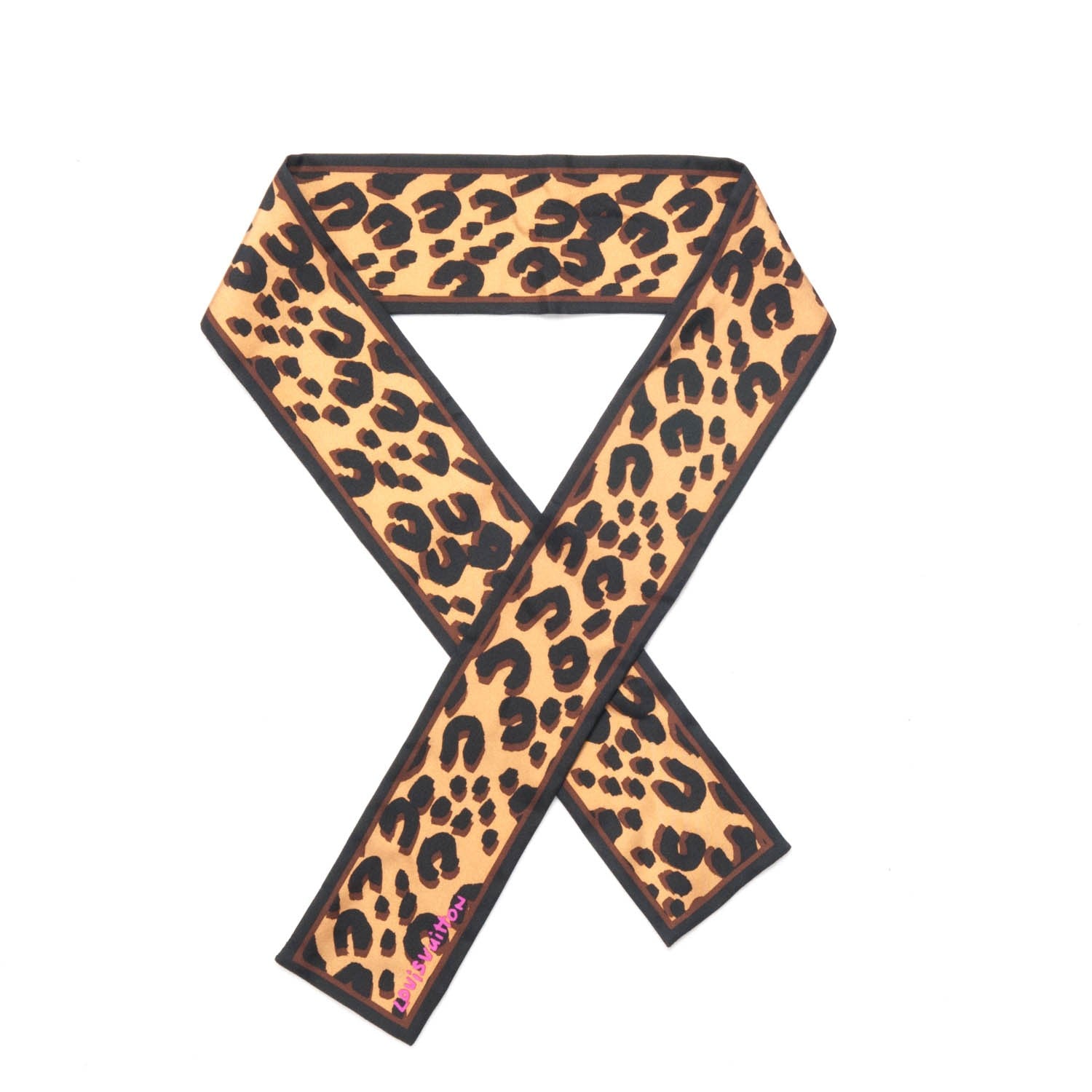 Louis Vuitton Silk Leopard Bandeau Scarf Marron 1 of 5