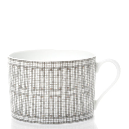 Hermes Porcelain Mosaique Au 24 Breakfast Cup And Saucer Set Of 2 Platine 6 of 27
