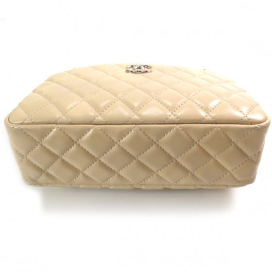 Lambskin Quilted Camera Case Beige Clair