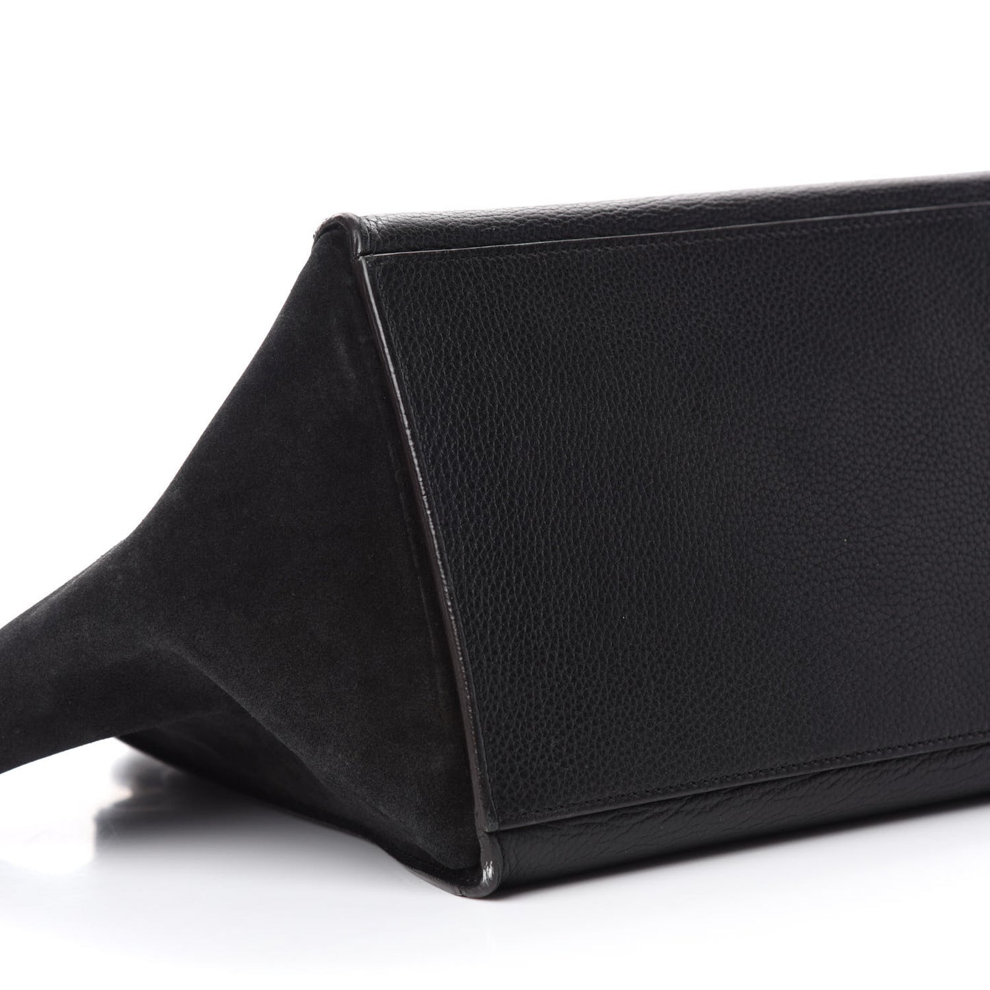 Drummed Calfskin Suede Small Trapeze Black