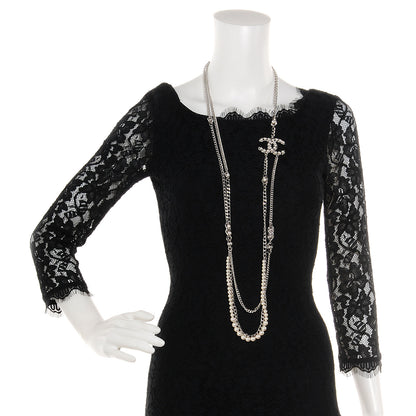 Chanel Pearl CC Long Chain Necklace Silver 2 of 6