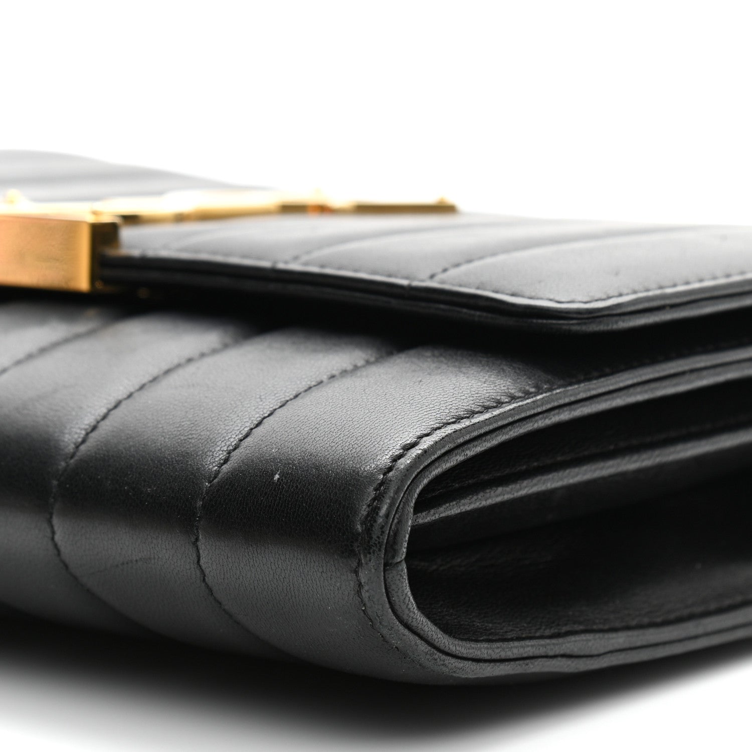 Saint Laurent Lambskin Matelasse Monogram Vicky Chain Wallet Black 9 of 11