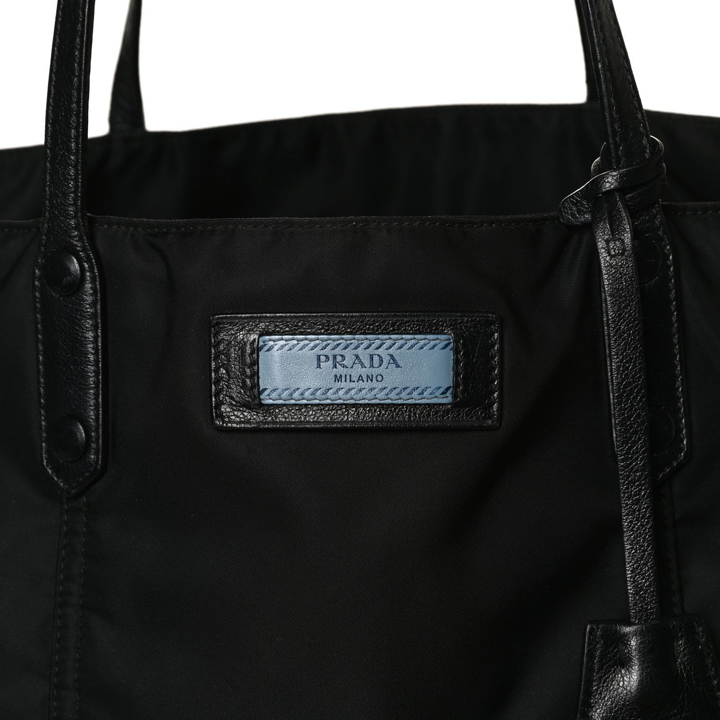 Tessuto Nylon Glace Calfskin Etiquette Tote Black