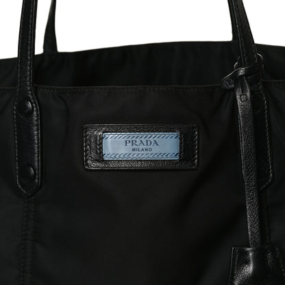 Prada Tessuto Nylon Glace Calfskin Etiquette Tote Black 9 of 16