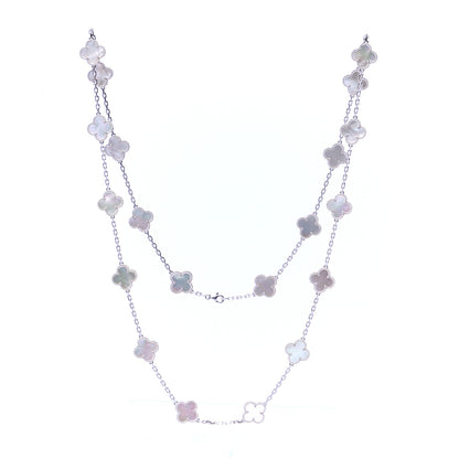 Van Cleef & Arpels 18K White Gold Mother of Pearl 20 Motifs Vintage Alhambra Necklace 3 of 6