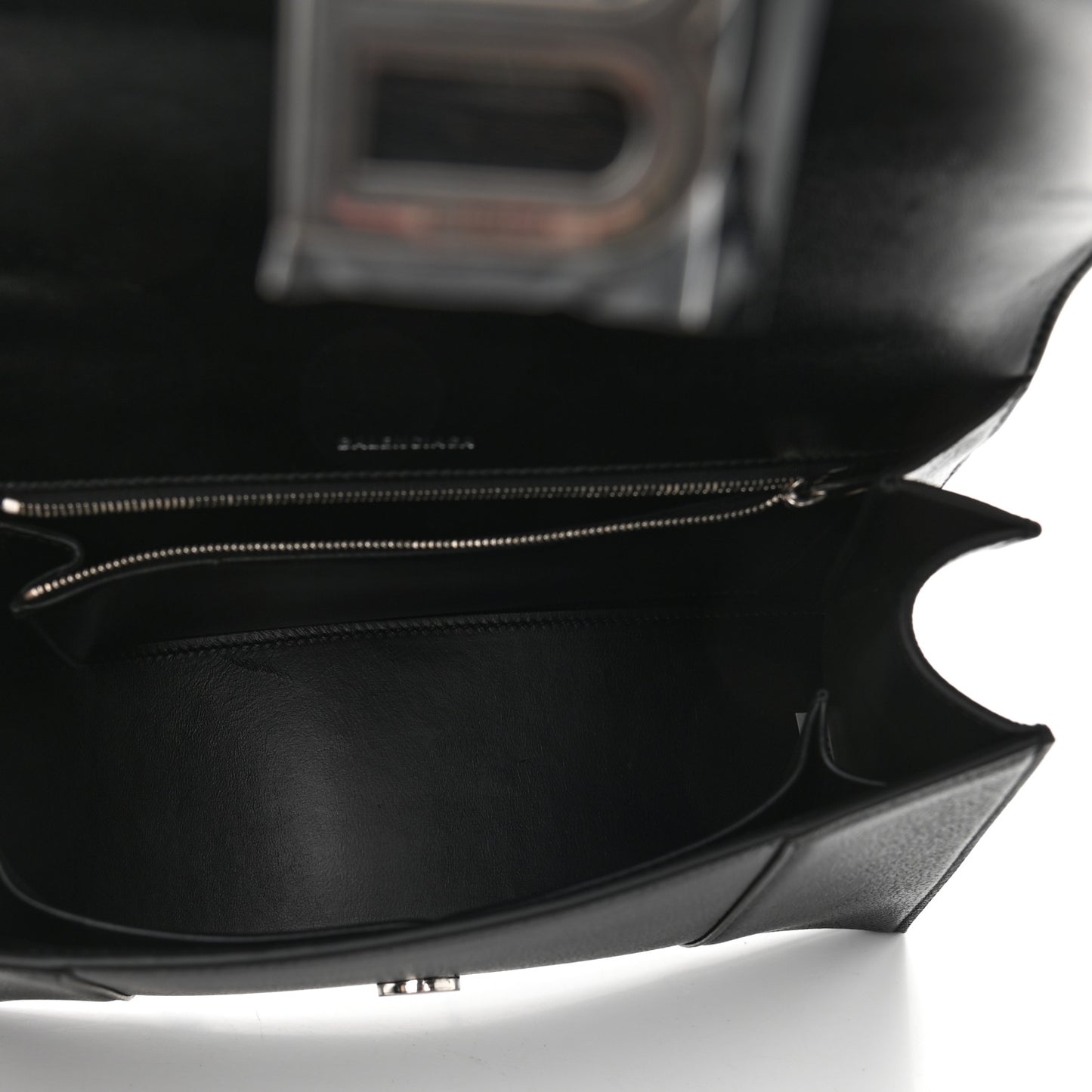 Grained Calfskin Medium Hourglass Top Handle Bag Black