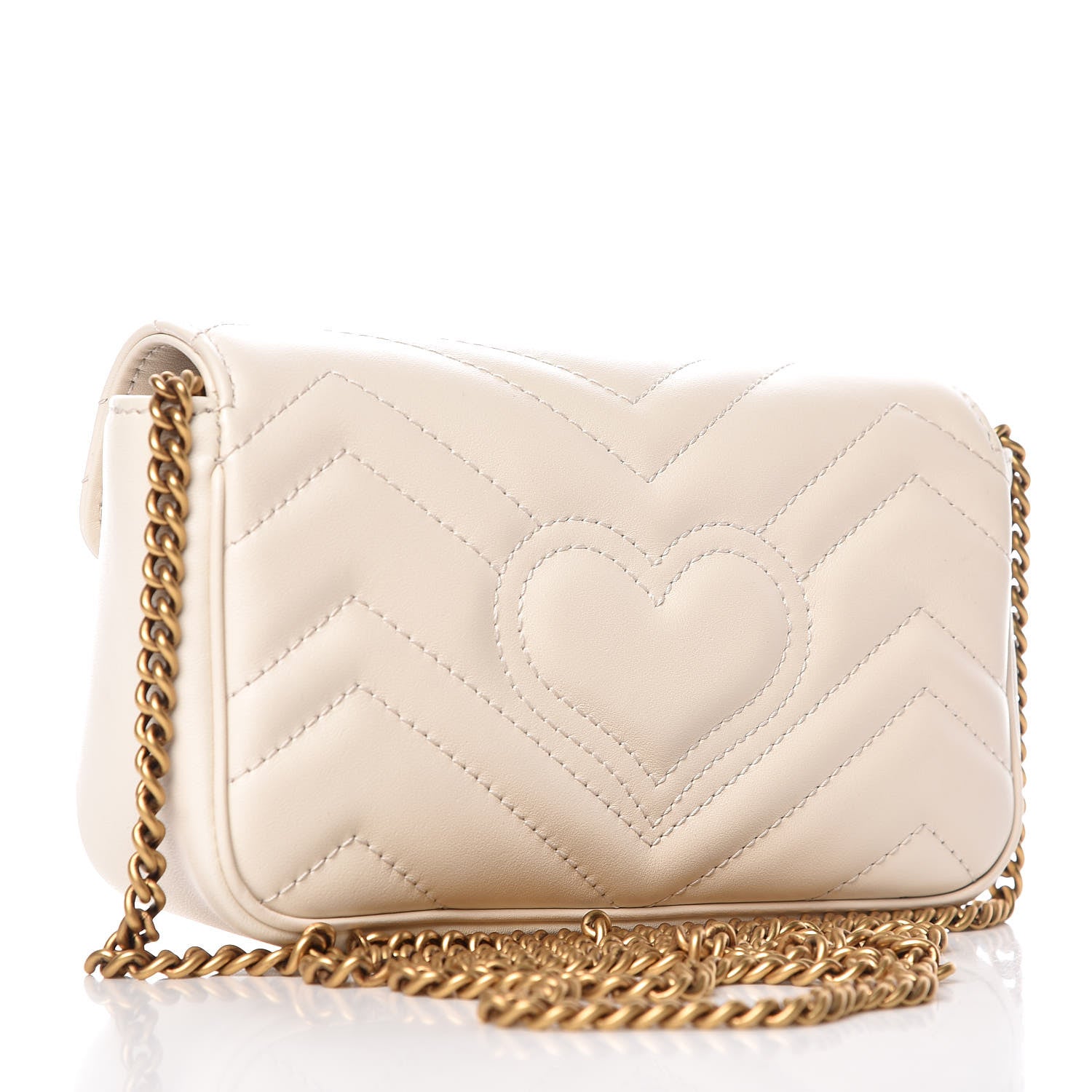 Gucci Calfskin Matelasse Super Mini GG Marmont Shoulder Bag White 3 of 10