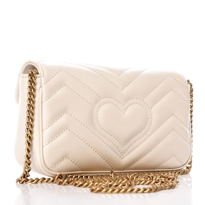 Gucci Calfskin Matelasse Super Mini GG Marmont Shoulder Bag White 3 of 10