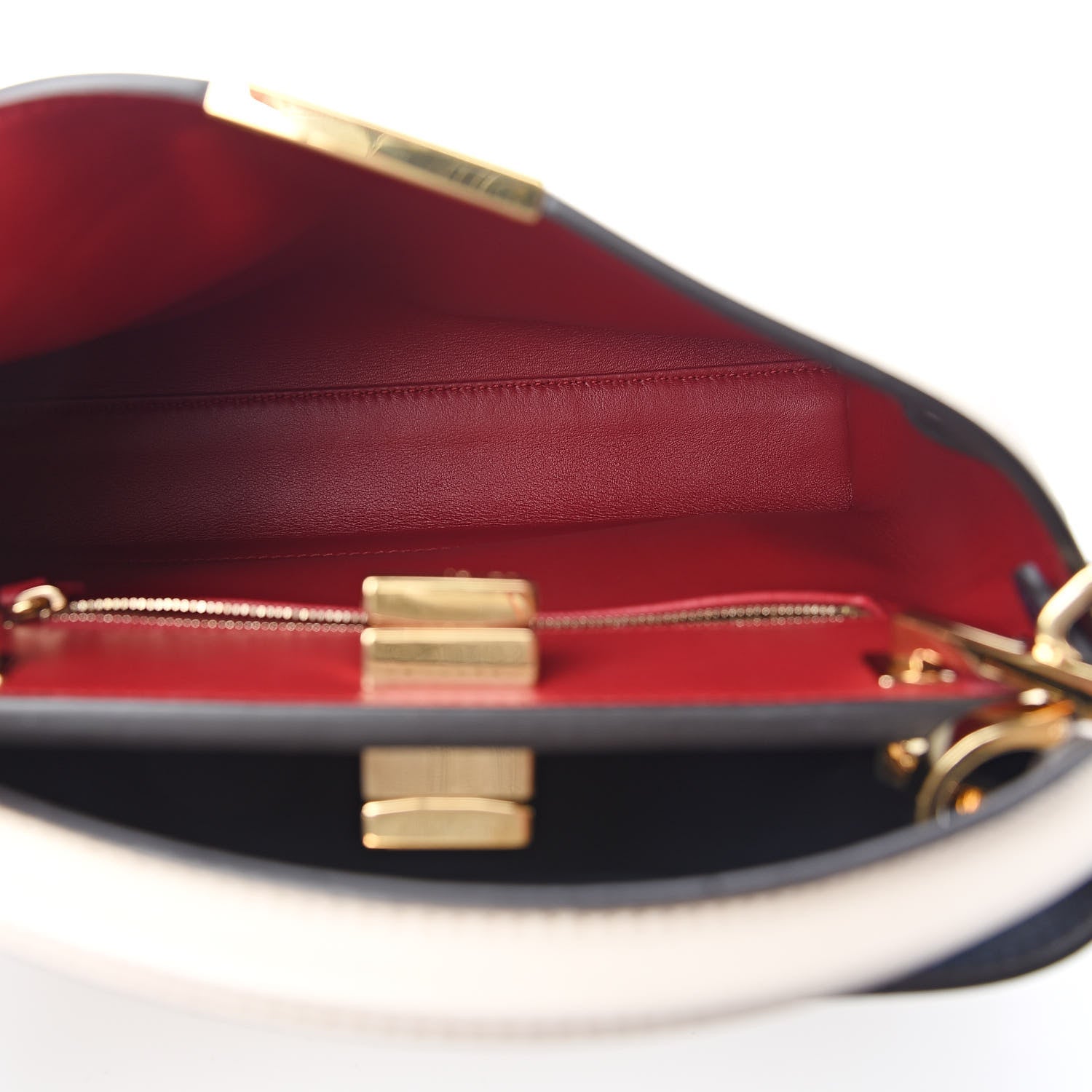 Fendi Vitello Tahiti Burro Bi-Color Medium Peekaboo Iconic Essentially Satchel Camelia Fragola Dark Blue 5 of 11