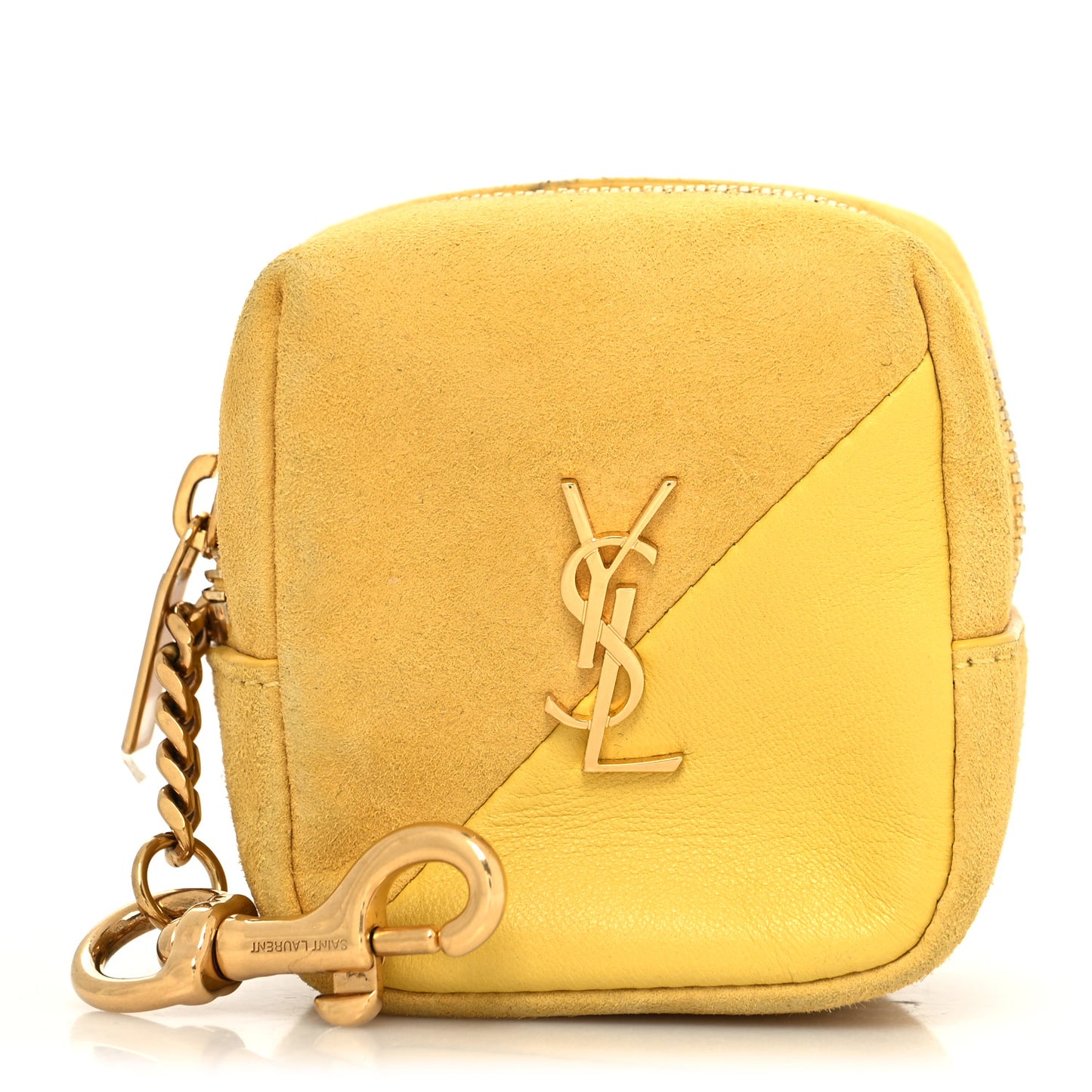 Suede Lambskin Jaime Cube Charm Keychain Sunflower