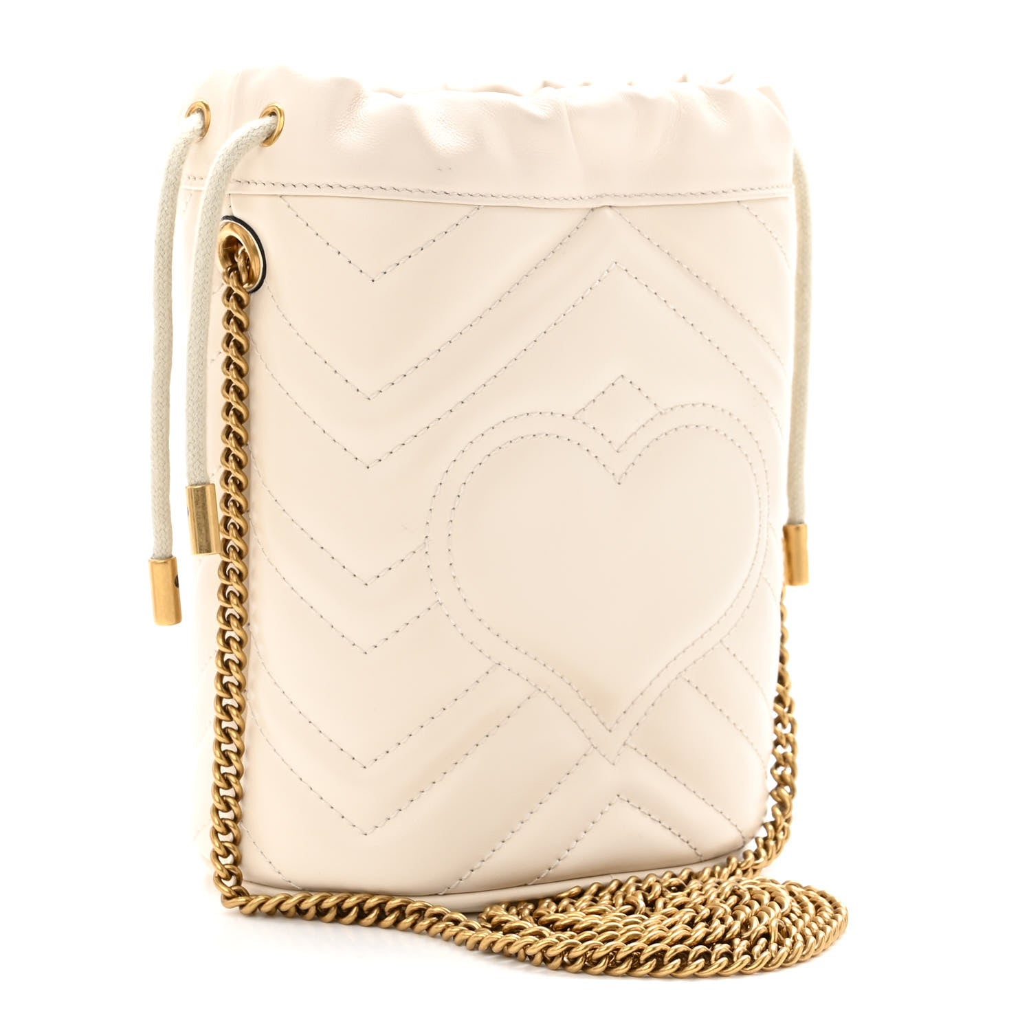 Gucci Calfskin Matelasse Mini GG Marmont 2.0 Bucket Bag White 3 of 9