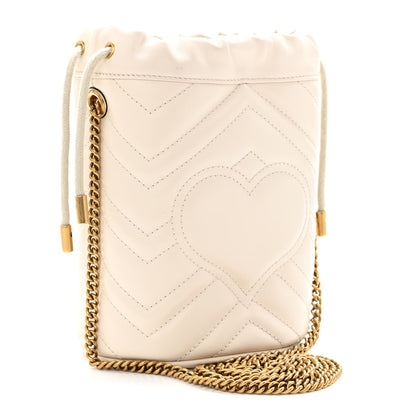 Gucci Calfskin Matelasse Mini GG Marmont 2.0 Bucket Bag White 3 of 9