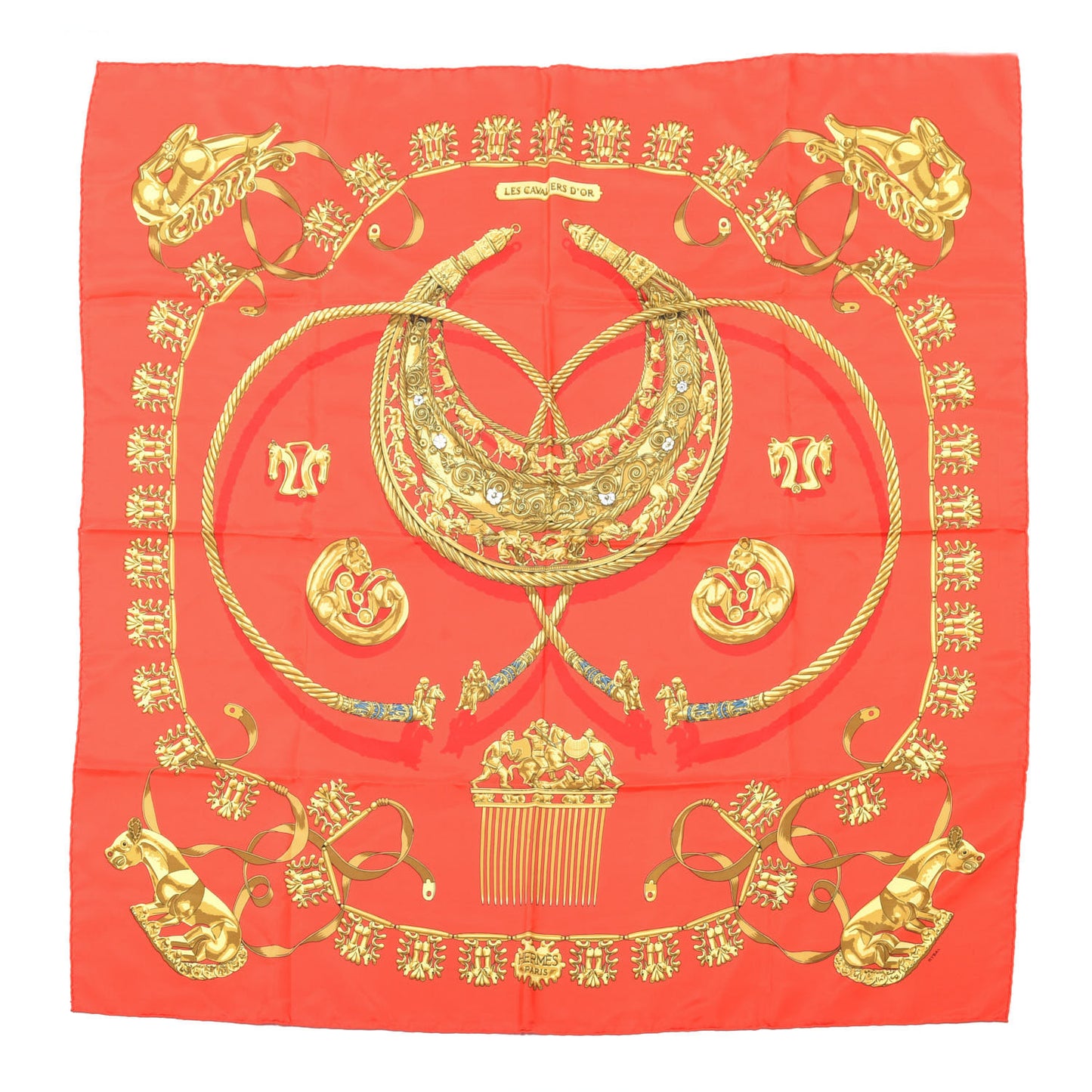 Silk Mousseline Les Cavaliers D'Or Scarf 90