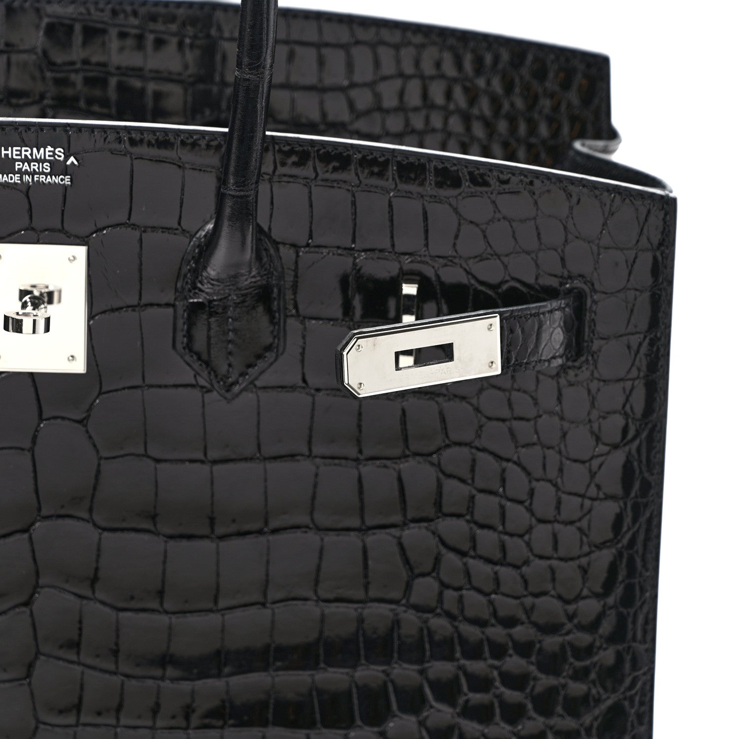 Hermes Shiny Porosus Crocodile Birkin Sellier 35 Black 13 of 16