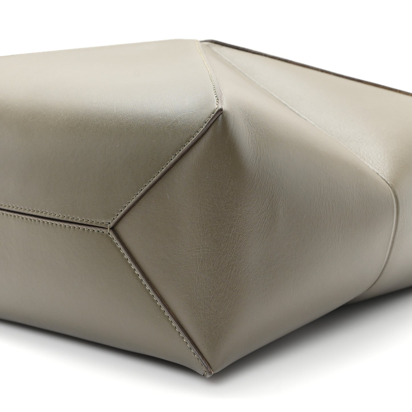 Shiny Calfskin Medium Puzzle Fold Tote Dark Khaki Green