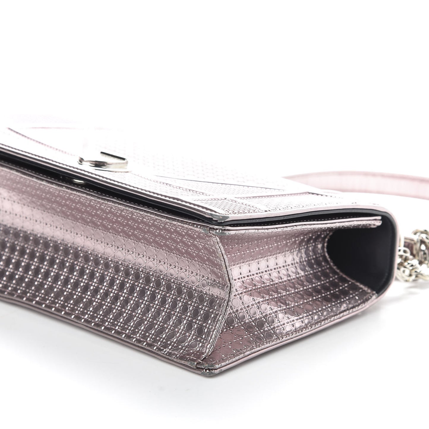 Metallic Patent Micro-Cannage Medium Diorama Flap Bag Hyper Pink