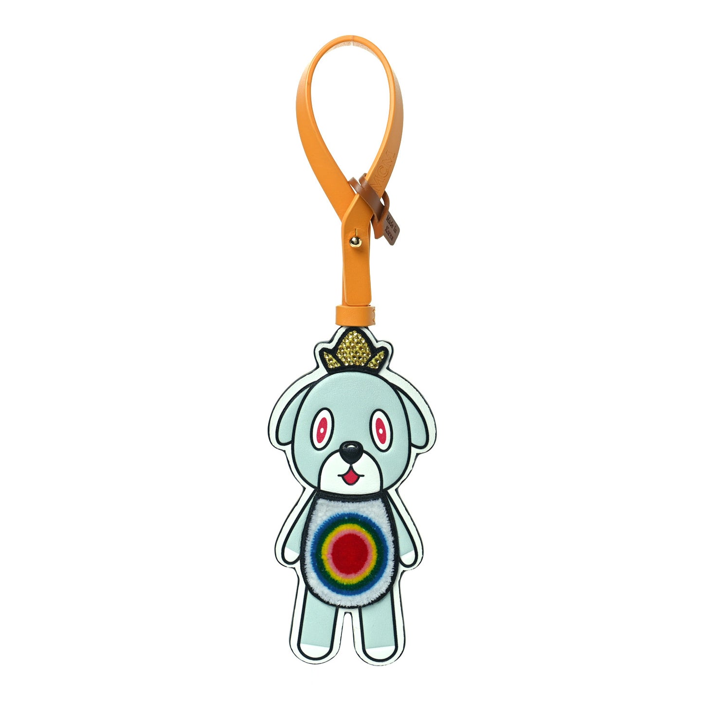 X Eddie Kang Visetos Calfskin Crystal Embellished Bear Key Ring Multicolor