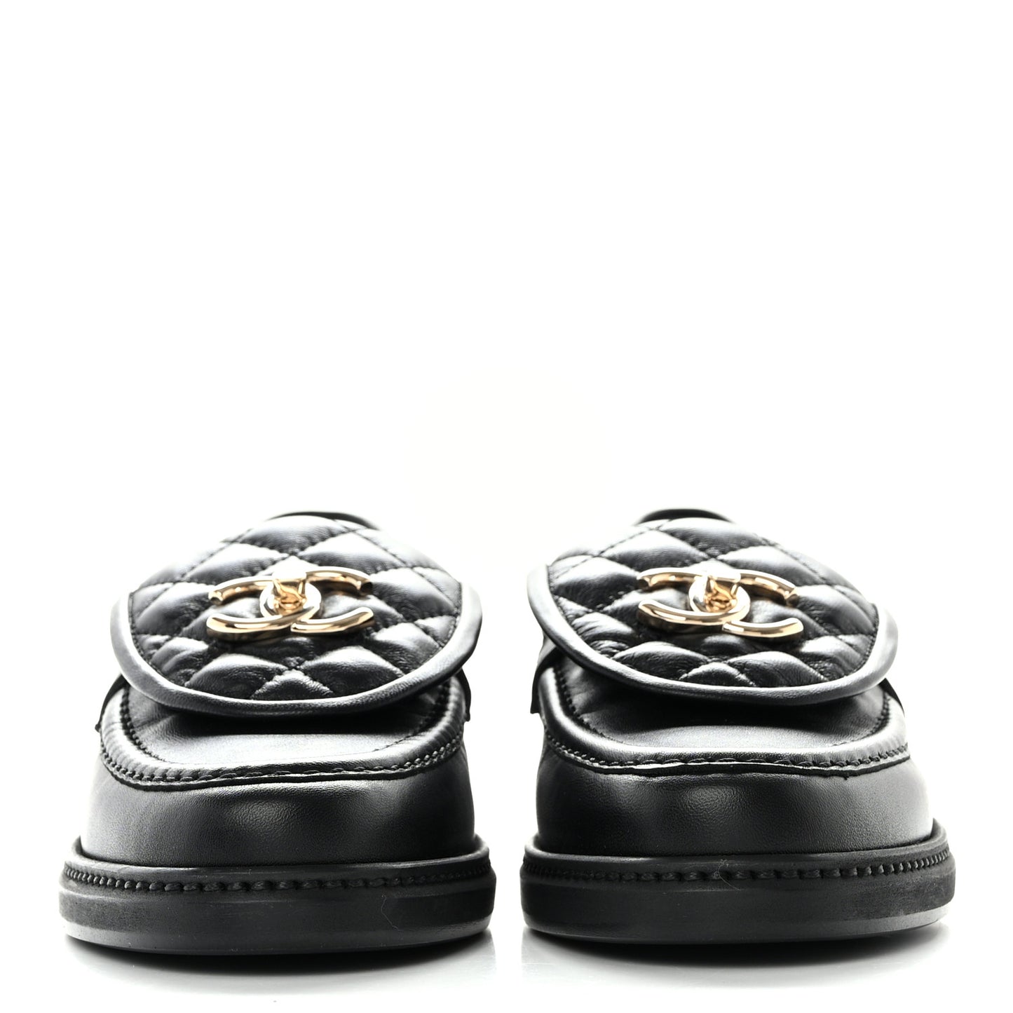 Lambskin Quilted CC Turnlock Loafers 36 Black