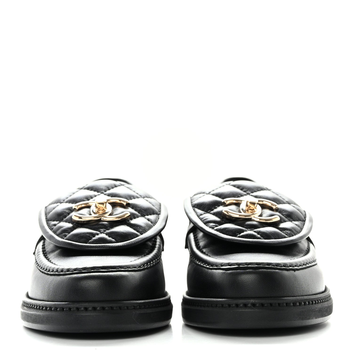 Chanel Lambskin Quilted CC Turnlock Loafers 36 Black 2 of 9
