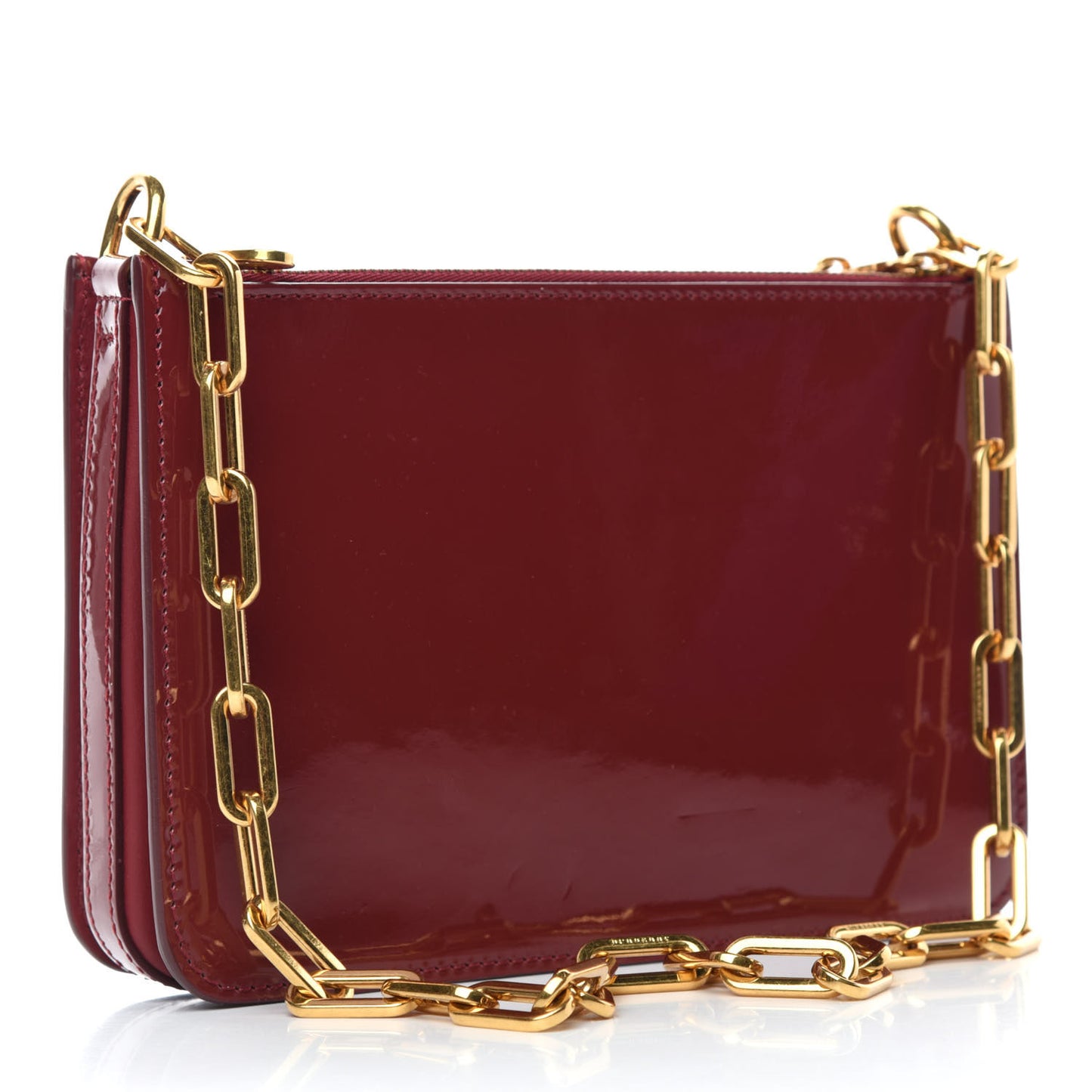 Patent Calfskin Penhurst Chain Triple Zip Shoulder Bag Cardinal Red