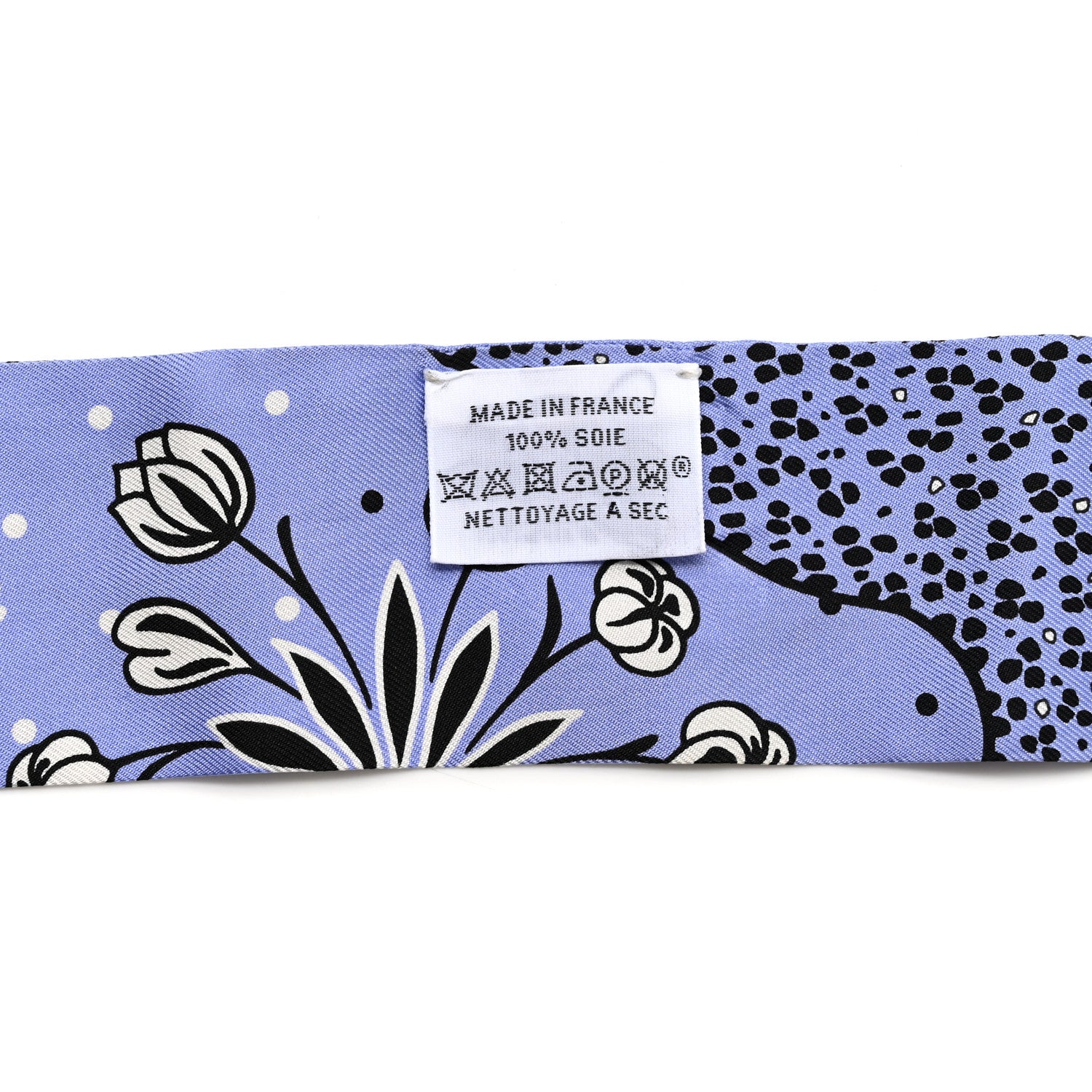 Hermes Silk Les Leopards Twilly Lavande Black White 3 of 4