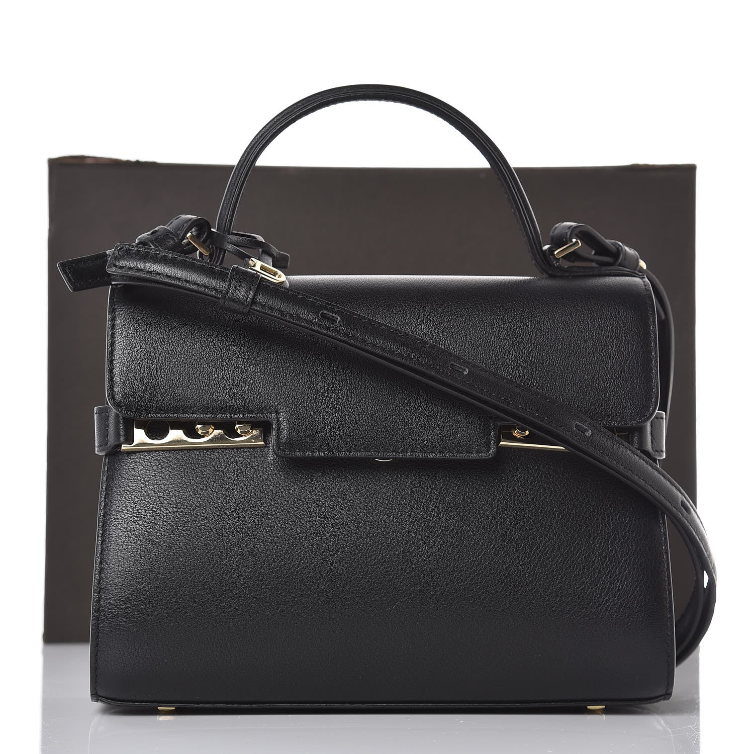 Delvaux Smooth Calfskin Mini Tempete Satchel Black 10 of 10