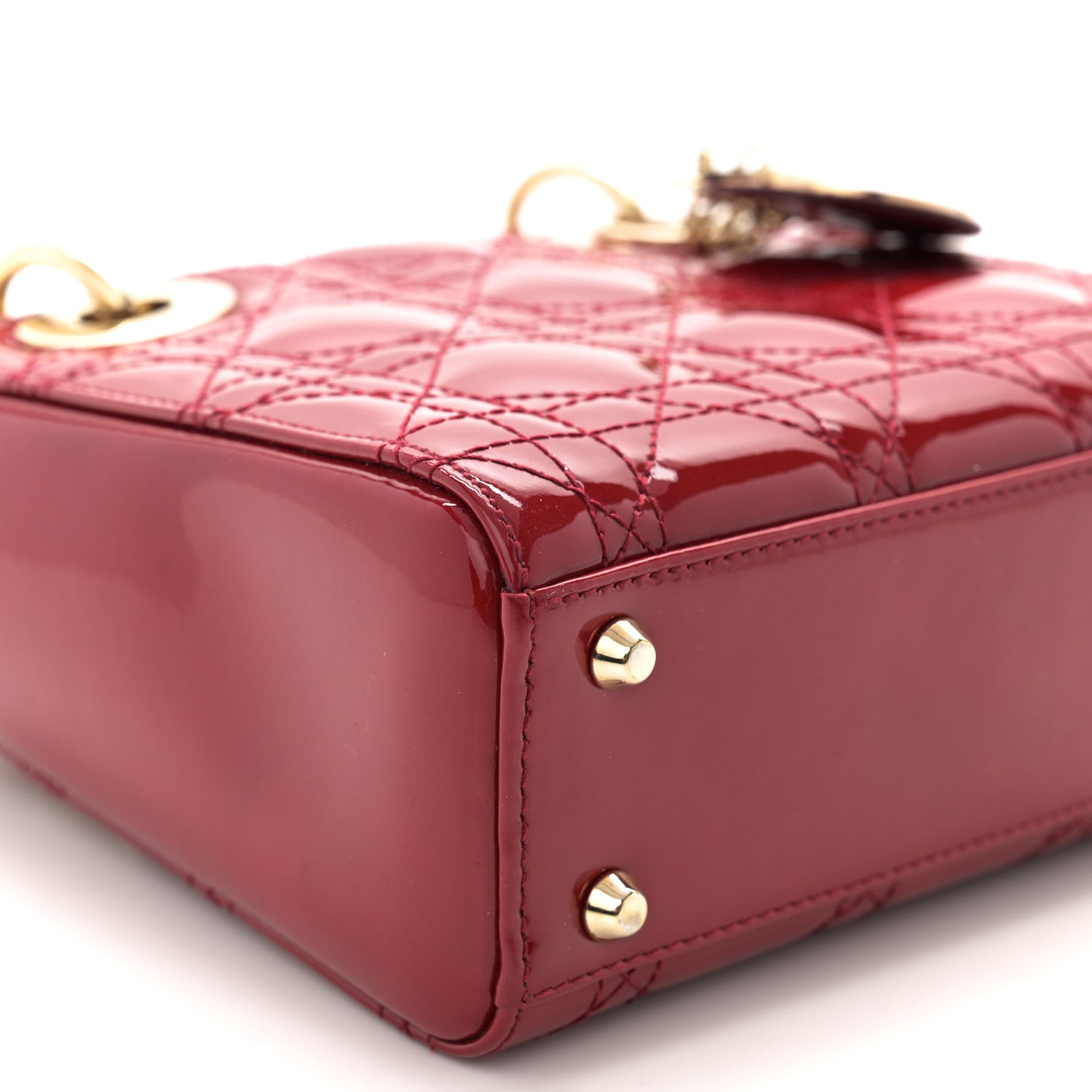 Christian Dior Patent Cannage Mini Lady Dior Red 9 of 11