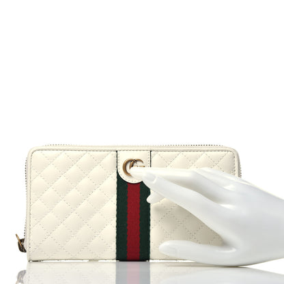 Gucci Calfskin Web Trapuntata GG Zip Around Wallet Off White 2 of 7