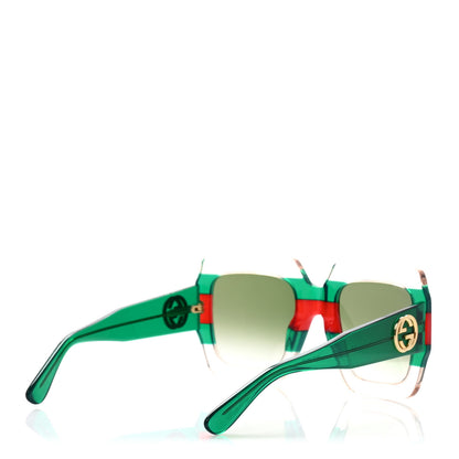 Gucci Acetate Square Web Frame GG0178S Sunglasses Green Red 4 of 9