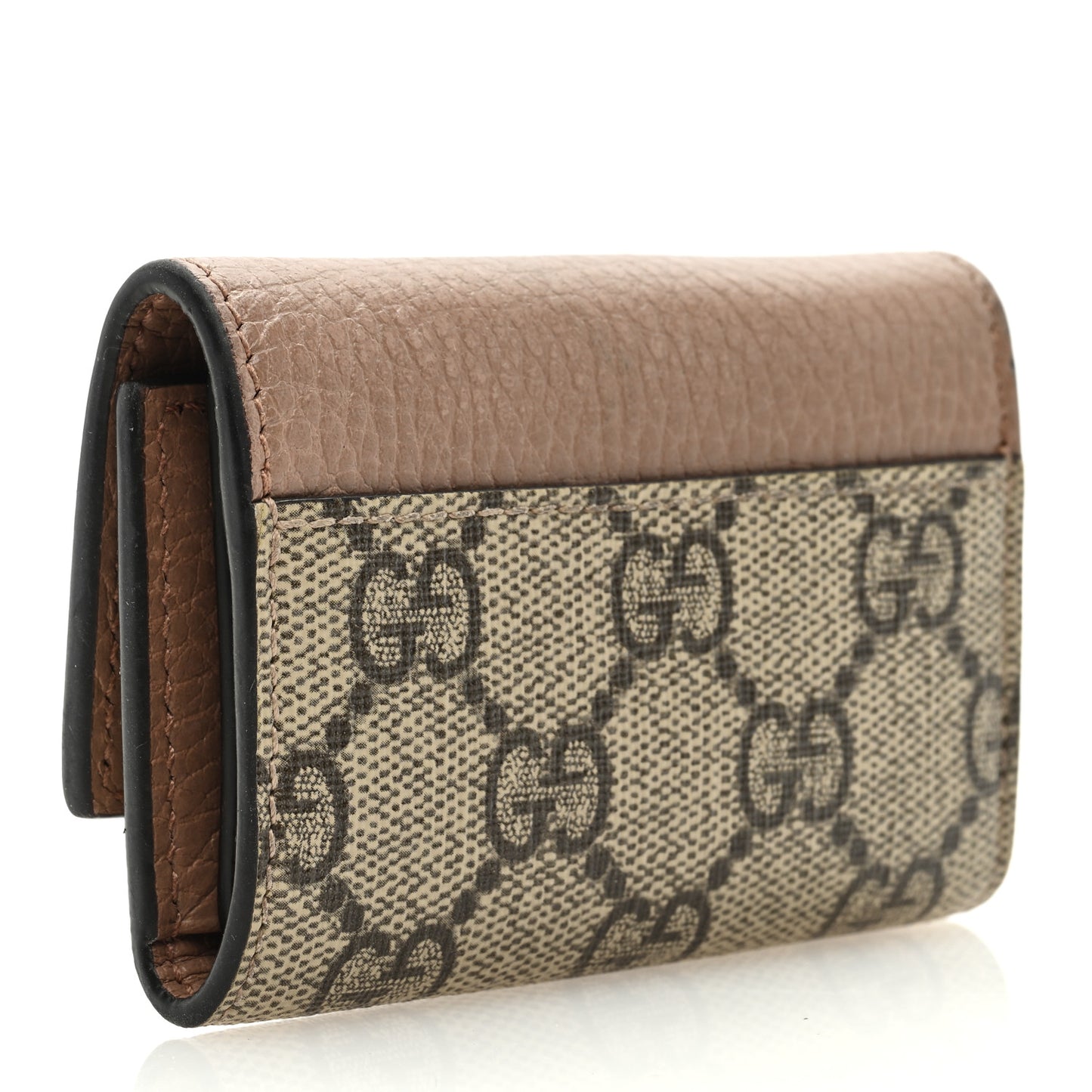 Dollar Calfskin GG Supreme Monogram GG Marmont 6 Key Holder Case Porcelain Rose Beige Ebony