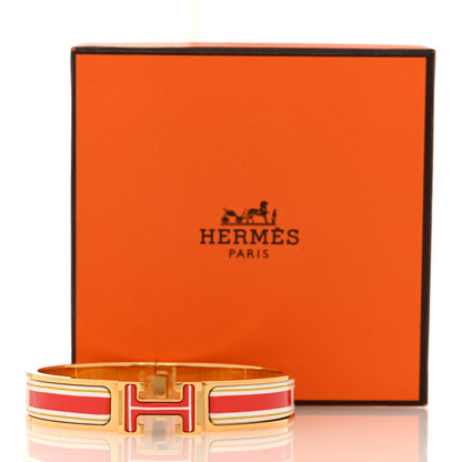Hermes Enamel Printed Jumping F Narrow Clic Clac H Bracelet GM  Rouge Classique 5 of 5