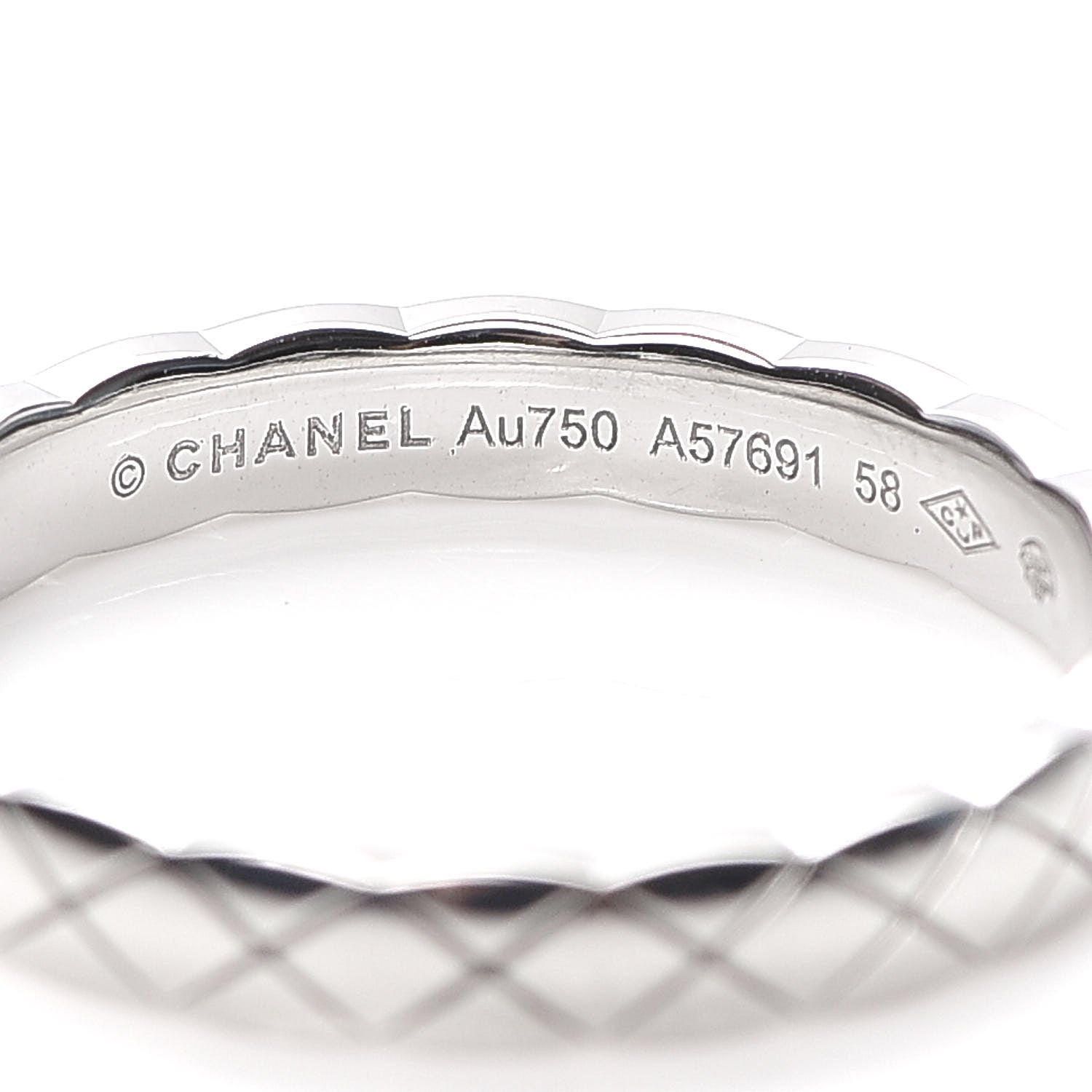 Chanel 18K White Gold Mini Coco Crush Ring 58 8.25 4 of 5