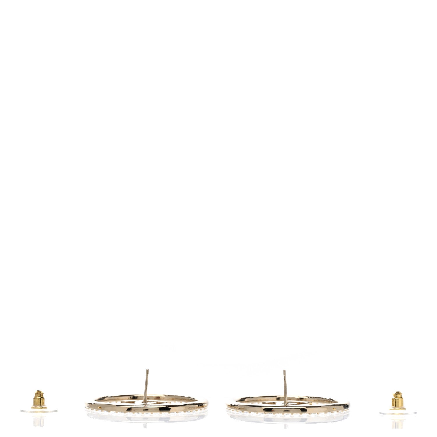 Chanel Crystal CC Large Hoop Earrings Gold 3 of 6