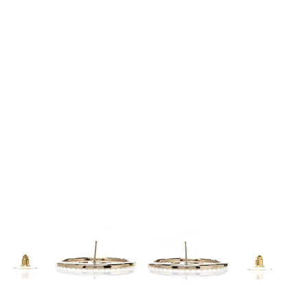 Chanel Crystal CC Large Hoop Earrings Gold 3 of 6