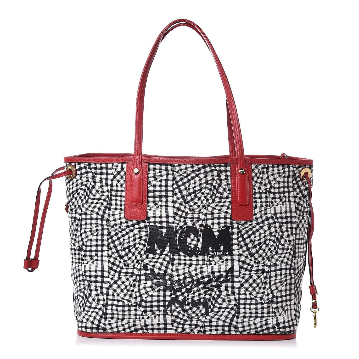 MCM Visetos Medium Liz Reversible Shopper Tote Ruby Red 4 of 11