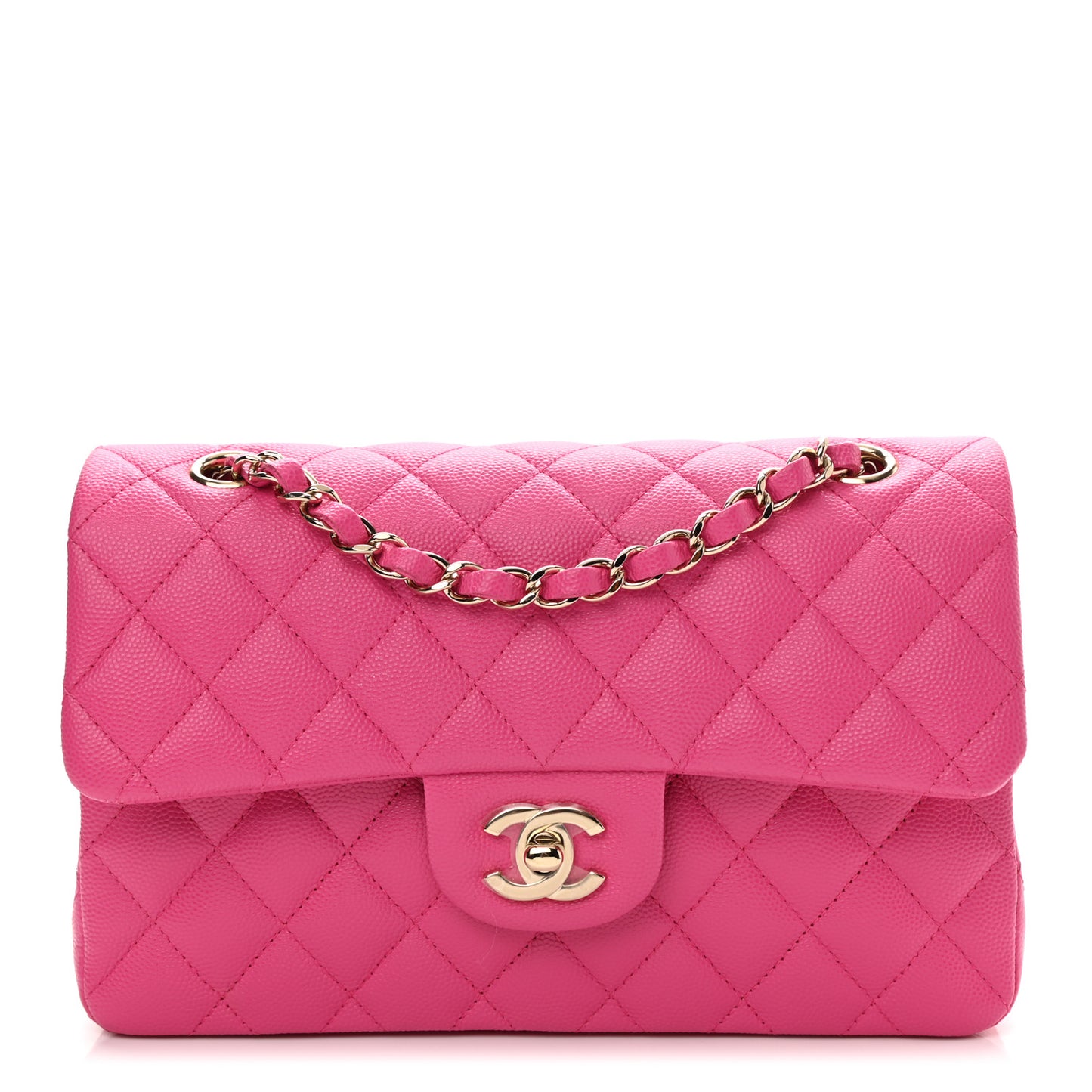 Caviar Quilted Small Double Flap Dark Pink