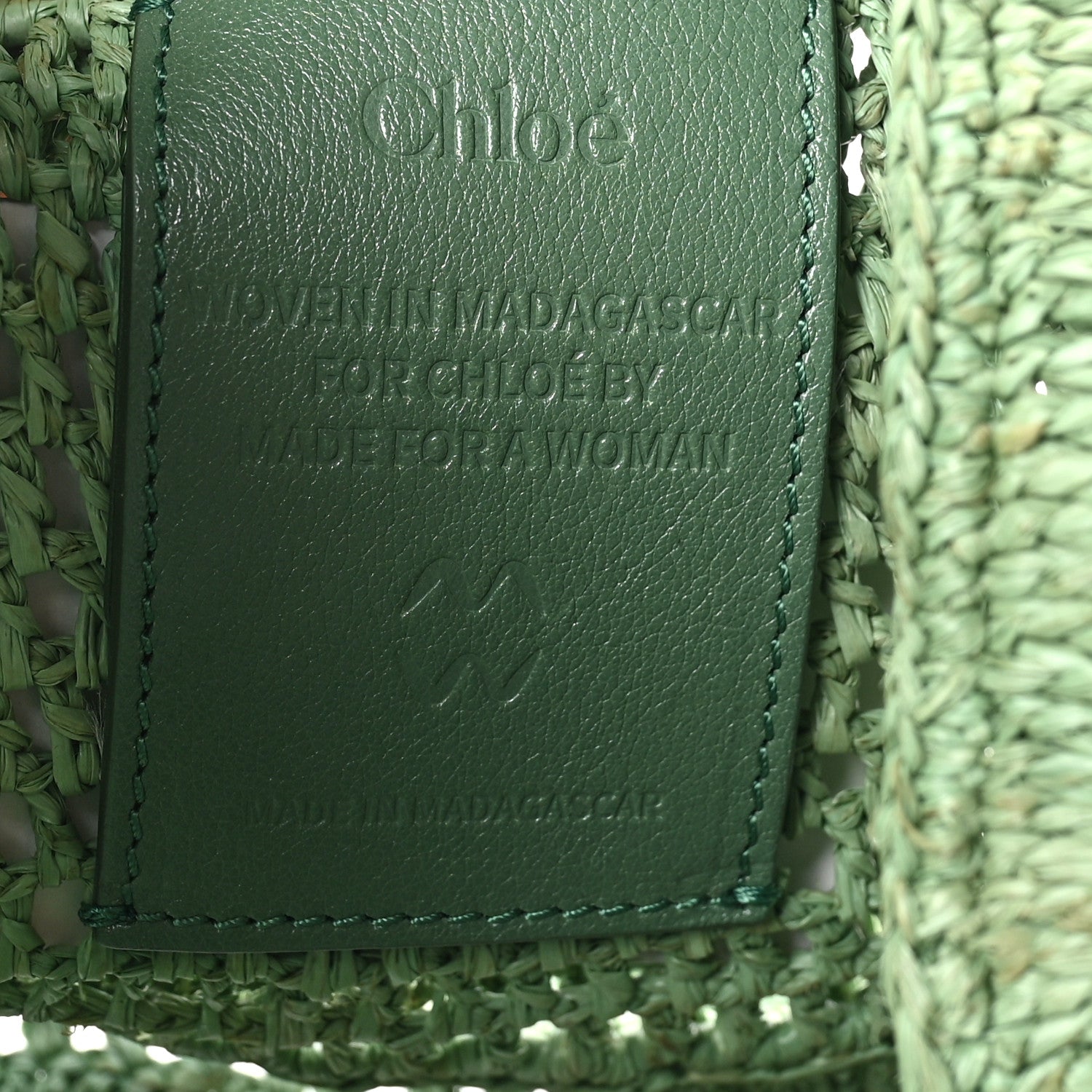 Chloe Raffia Calfskin Summer Banana Hobo Tea Leaf Green 6 of 9