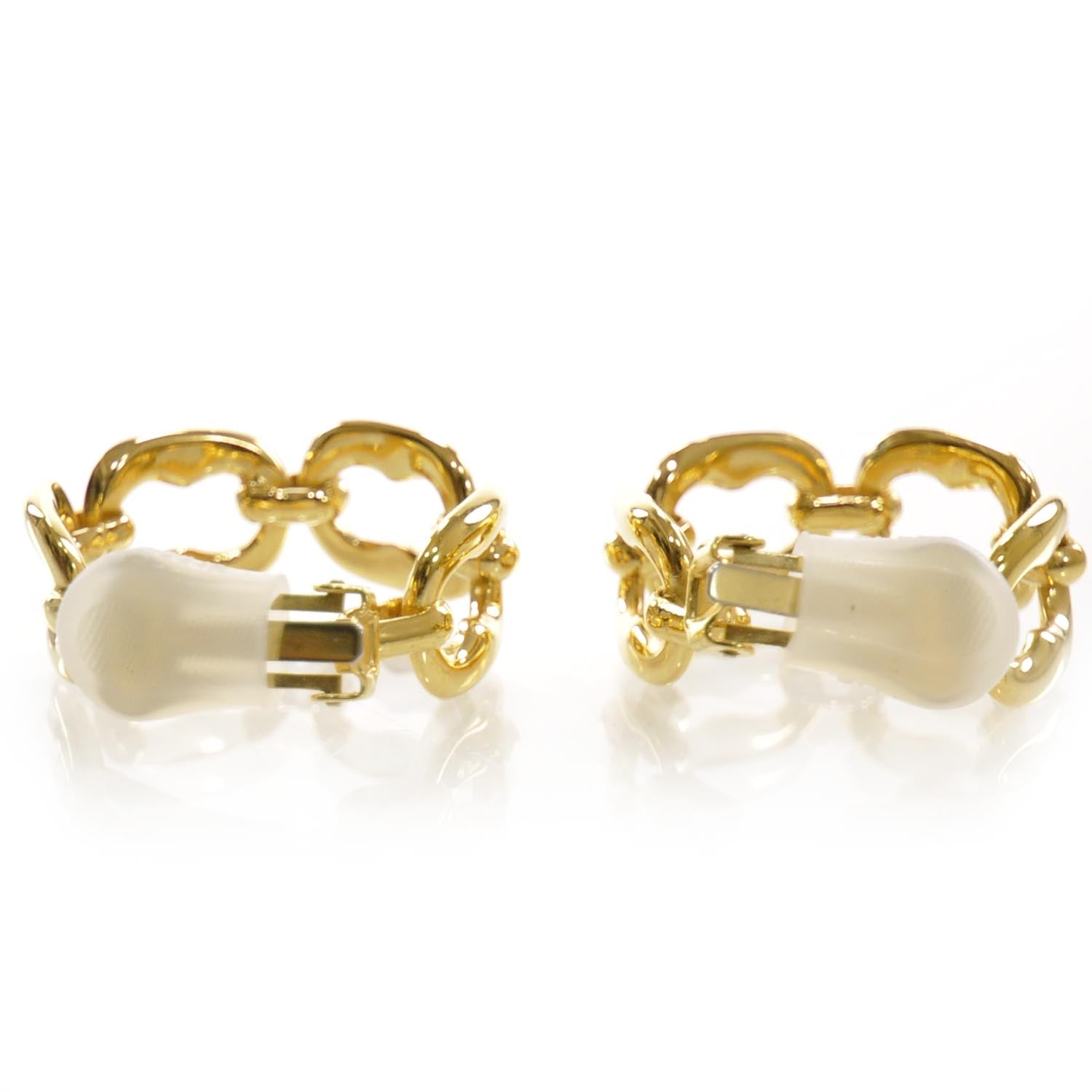 Gucci Metal Link Hoop Clip On Earrings Gold 2 of 4