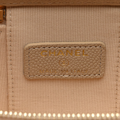 Chanel Caviar Quilted Tiny CC Mini Vanity Case With Chain Light Beige 6 of 12