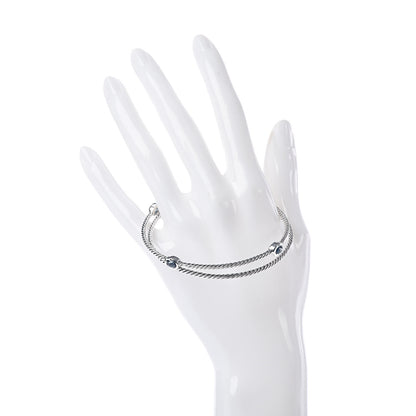 David Yurman Sterling Silver Hampton Blue Topaz Color Classics Bangle Bracelet Set of 2 2 of 6