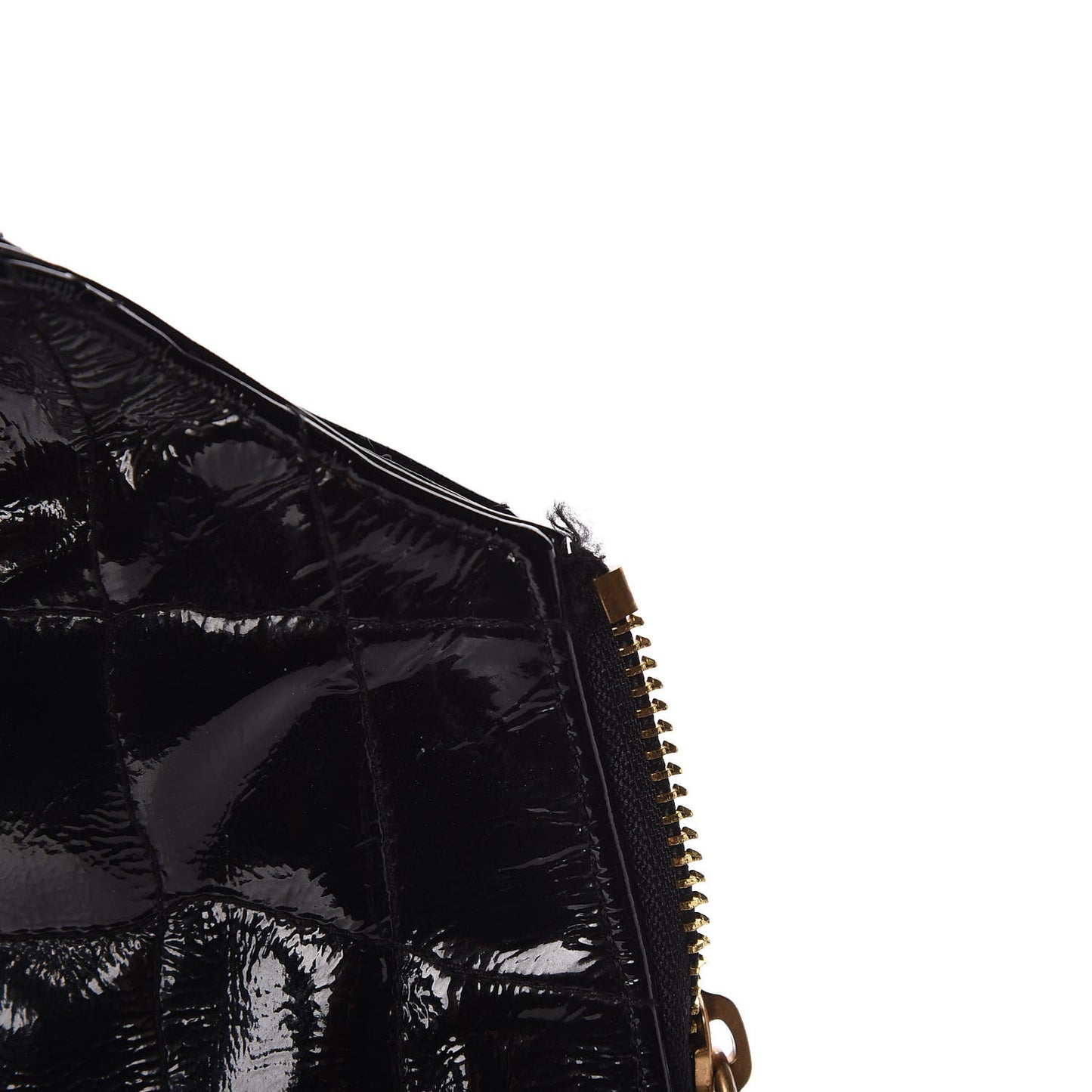 Patent Crocodile Embossed Tribute Tote Black